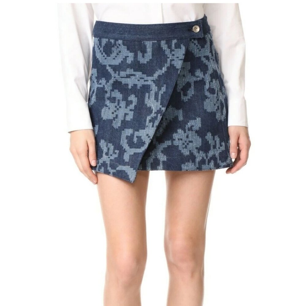 rag & bone Blue Patterned Wrap Mini Skirt